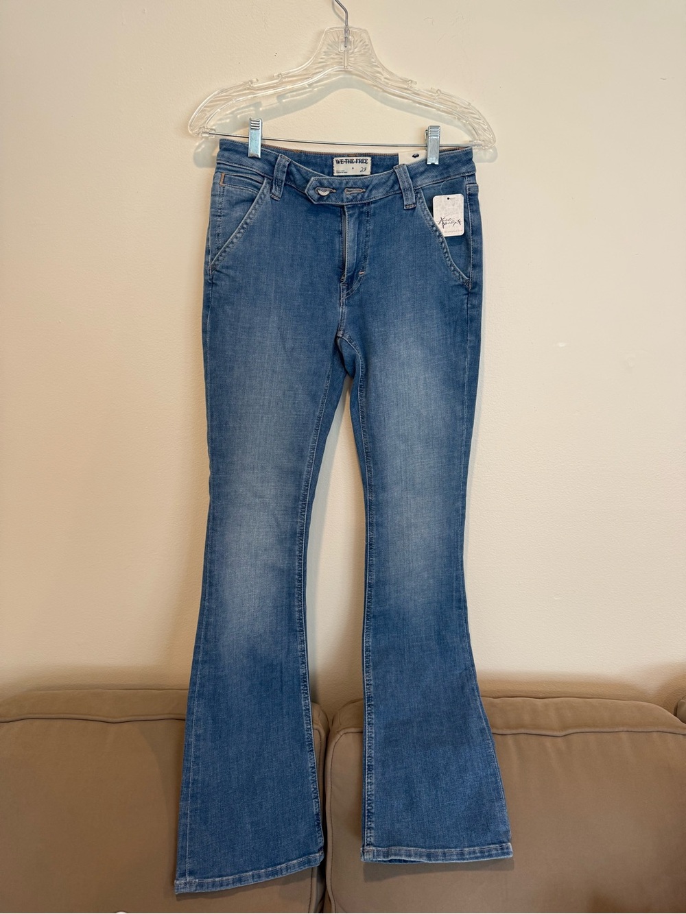 Free People Size 27 Varsity Blue's Mid Rise Slim Boot Women's Flare Jeans